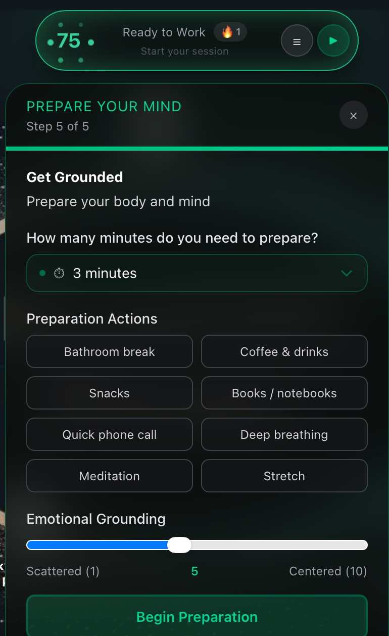 The Define Your Victory screen with mode and duration setup